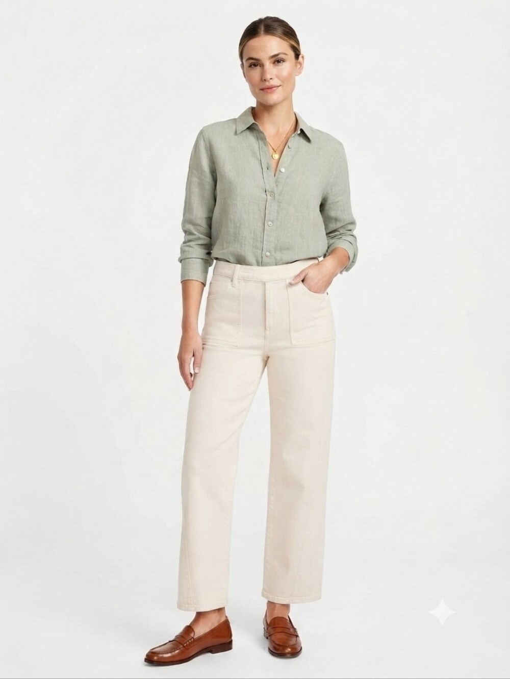Sanctuary District Column Ankle Pants 28 Cream 100% Cotton Standard Rise